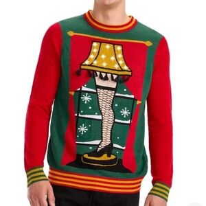NWT! Tipsy Elves, Men's Christmas Story Leg Lamp Light Up Sweater, Size Large